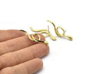 Brass Snake Earring, 4 Raw Brass Snake Stud Earrings (38x13x2mm) N1593