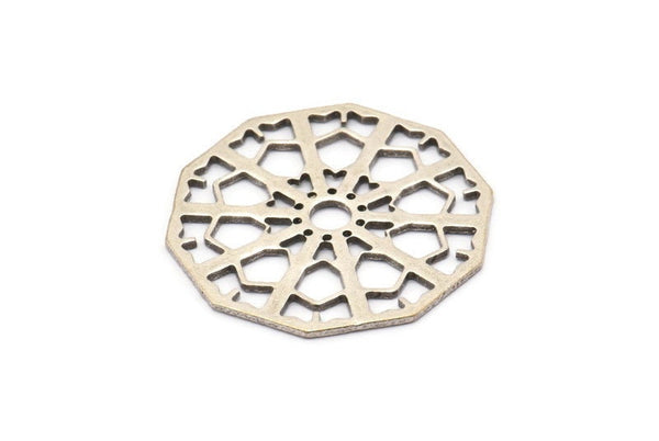 Silver Textured Pendant, 1 Antique Silver Plated Brass Mandala Pendants, Charms, Findings (36x1mm) BS 2041