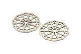 Silver Textured Pendant, 1 Antique Silver Plated Brass Mandala Pendants, Charms, Findings (36x1mm) BS 2041