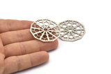 Silver Textured Pendant, 1 Antique Silver Plated Brass Mandala Pendants, Charms, Findings (36x1mm) BS 2041