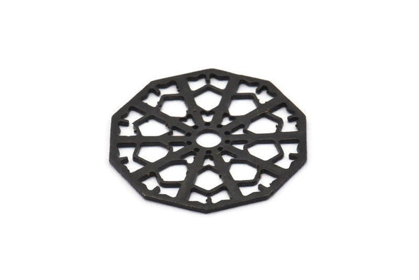 Siyah Dokulu Kolye, 1 Oksitlenmiş Siyah Pirinç Mandala Kolye, Tılsımlar, Bulgular (36x1mm) BS 2041