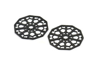 Siyah Dokulu Kolye, 1 Oksitlenmiş Siyah Pirinç Mandala Kolye, Tılsımlar, Bulgular (36x1mm) BS 2041