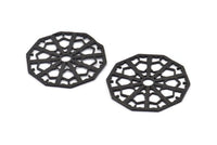 Siyah Dokulu Kolye, 1 Oksitlenmiş Siyah Pirinç Mandala Kolye, Tılsımlar, Bulgular (36x1mm) BS 2041