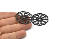 Siyah Dokulu Kolye, 1 Oksitlenmiş Siyah Pirinç Mandala Kolye, Tılsımlar, Bulgular (36x1mm) BS 2041