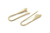 Gold Ear Hooks, 4 Gold Plated Brass Earring Wires, Earring Hooks (27.5x7.5mm) BS 1715