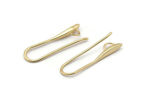 Gold Ear Hooks, 4 Gold Plated Brass Earring Wires, Earring Hooks (27.5x7.5mm) BS 1715