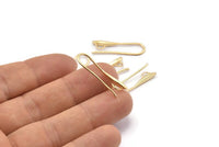 Gold Ear Hooks, 4 Gold Plated Brass Earring Wires, Earring Hooks (27.5x7.5mm) BS 1715
