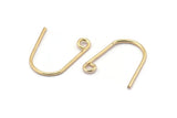 Gold Earring Wires, 12 Gold Plated Brass Earring Wires With 1 Loop (18.5x17x1mm) BS 2084