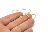 Gold Earring Wires, 12 Gold Plated Brass Earring Wires With 1 Loop (18.5x17x1mm) BS 2084