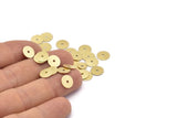 Brass Round Disc, 100 Textured Raw Brass Round Discs With 1 Hole, Charms, Findings (8mm) A2356