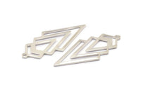 Silver Triangle Charm, 4 925 Sterling Silver Plated Diamond Charms With 1 Loop (49x22x1mm) M01160
