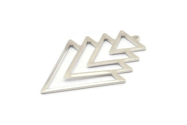 Silver Triangle Charm, 2 925 Sterling Silver Plated Tree Charms With 1 Loop (49x33x1mm) M01234