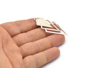 Silver Triangle Charm, 4 925 Sterling Silver Plated Diamond Charms With 1 Loop (49x22x1mm) M01162