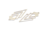 Silver Triangle Charm, 4 925 Sterling Silver Plated Diamond Charms With 1 Loop (49x22x1mm) M01161