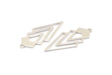 Silver Triangle Charm, 4 925 Sterling Silver Plated Diamond Charms With 1 Loop (49x22x1mm) M01161