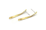Brass Twisted Earring, 6 Raw Brass Twisted Stick Stud Earrings (39x3x0.80mm) N0693