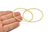 Gold Circle Connector, 2 Gold Plated Brass Circle Connectors (60x2x1mm) D990 Q1062