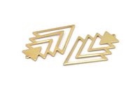 Gold Triangle Charm, Gold Plated Brass Tree Charms With 1 Loop (49x33x1mm) M01223