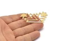 Gold Triangle Charm, Gold Plated Brass Tree Charms With 1 Loop (49x33x1mm) M01223