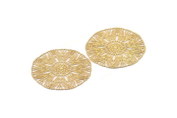 Gold Earring Charm, 4 Gold Plated Brass Ethnic Motif Earring Charms Pendants With 1 Hole, Findings (30mm) E426