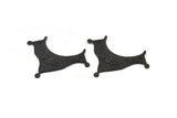 Black Ethnic Pendant, 2 Oxidized Black Brass Ethnic Pendants With 2 Loops (40x55x1mm) E201