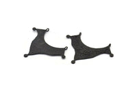 Black Ethnic Pendant, 2 Oxidized Black Brass Ethnic Pendants With 2 Loops (40x55x1mm) E201