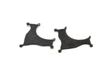 Black Ethnic Pendant, 2 Oxidized Black Brass Ethnic Pendants With 2 Loops (40x55x1mm) E201