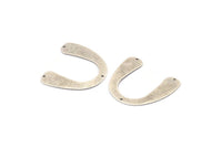 Silver Geometric Charm, 6 Antique Silver Plated Brass U Shaped Pendants With 3 Holes, Charms, Findings (31x35.5x0.60mm) E104 H1247