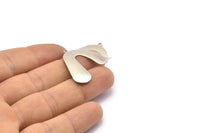 Silver V Shaped, 6 Antique Silver Plated Brass V Shaped Charms With 1 Loop (32x30x0.50mm) D0694