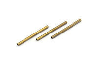 Brass Long Tube, 40 Brass Tube Beads, Brass Tubes, Jewellery Findings, Tube Beads, Raw Brass Tubes, (2x30mm)  (b0124)