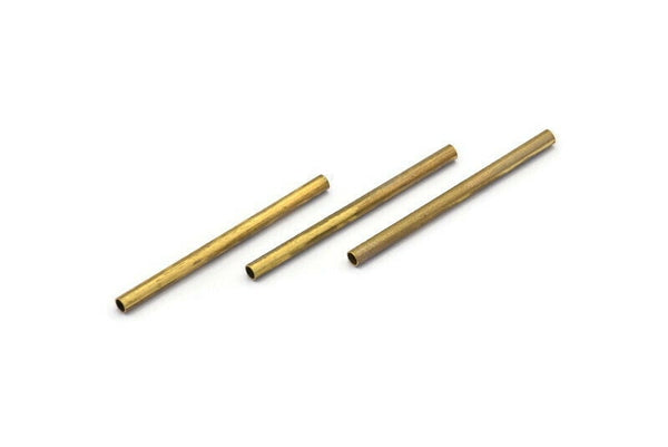 Brass Long Tube, 40 Brass Tube Beads, Brass Tubes, Jewellery Findings, Tube Beads, Raw Brass Tubes, (2x30mm)  (b0124)