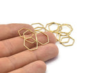 Hexagon Ring Charm, 50 Raw Brass Hexagon Shaped Ring Charms (14x0.6x0.8mm) Bs 1236