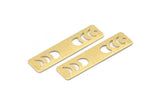 Brass Rectangle Charm, 8 Textured Raw Brass Moon Phases Charms With 1 Hole, Stamping Blanks (40x10x0.80mm) M01835