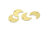 Brass Moon Charm, 24 Textured  Raw Brass Crescent Moon Charms With 1 Hole (15x8x1mm) M01858