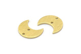Brass Moon Charm, 24 Textured  Raw Brass Crescent Moon Charms With 2 Holes (15x8x1mm) M01861