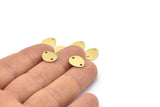 Brass Drop Charm, 12 Textured Raw Brass Drop Charms With 2 Holes, Stamping Blanks (12x0.70mm) M01853