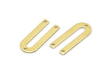 Brass U Shape Charm, 24 Raw Brass U Shaped Charms With 3 Holes (22x9x0.80mm) M02094