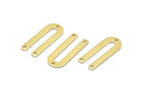 Brass U Shape Charm, 24 Raw Brass U Shaped Charms With 3 Holes (22x9x0.80mm) M02094