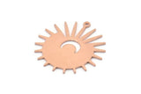 Copper Sun Charm, 8 Raw Copper Sun And Crescent Charms With 1 Loop, Findings (29x28x0.80mm) M02120