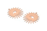 Copper Sun Charm, 8 Raw Copper Sun And Crescent Charms With 1 Loop, Findings (29x28x0.80mm) M02122