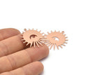 Copper Sun Charm, 8 Raw Copper Sun And Crescent Charms With 1 Loop, Findings (29x28x0.80mm) M02122