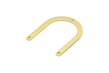 Brass U Shape Charm, 12 Raw Brass U Shaped Charms With 3 Holes (30x25x0.80mm) M02103