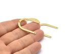 Brass U Shape Charm, 12 Raw Brass U Shaped Charms With 3 Holes (30x25x0.80mm) M02103