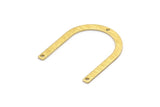 Brass U Shape Charm, 12 Textured Raw Brass U Shaped Charms With 3 Holes (30x25x0.80mm) M02106
