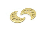 Brass Moon Charm, 24 Raw Brass Crescent Moon Phases Charms With 1 Hole (15x8x1mm) M01867