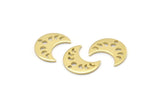 Brass Moon Charm, 24 Raw Brass Crescent Moon Phases Charms With 1 Hole (15x8x1mm) M01867