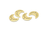 Brass Moon Charm, 24 Raw Brass Crescent Moon Phases Charms With 1 Hole (15x8x1mm) M01867