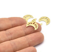 Brass Moon Charm, 24 Raw Brass Crescent Moon Phases Charms With 1 Hole (15x8x1mm) M01867