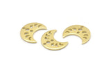 Brass Moon Charm, 24 Raw Brass Crescent Moon Phases Charms With 2 Holes (15x8x1mm) M01869