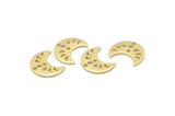 Brass Moon Charm, 24 Raw Brass Crescent Moon Phases Charms With 2 Holes (15x8x1mm) M01869